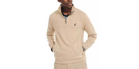 Men's J-Class Classic-Fit Quarter Zip Fleece Sweatshirt. Color : Military Tan / Size : Large - 5th Ave. Window