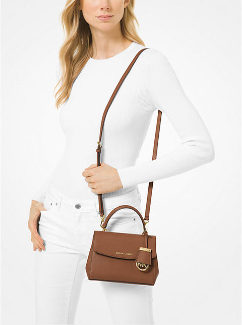 Ava Extra-Small Saffiano Leather Crossbody - Brown - 5th Ave. Window