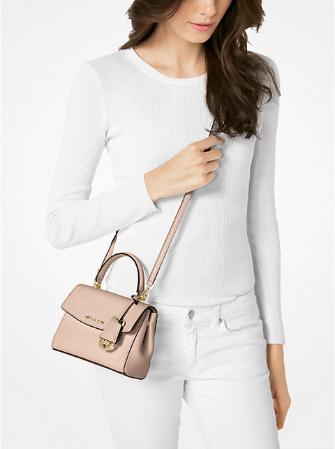 Ava Extra-Small Saffiano Leather Crossbody - Soft Pink - 5th Ave. Window