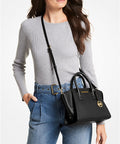 Avril Small Leather Top-Zip Satchel - 5th Ave. Window