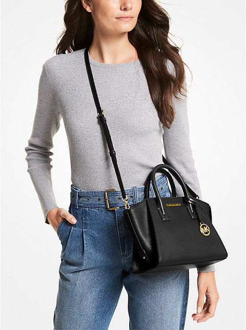 Avril Small Leather Top-Zip Satchel - 5th Ave. Window