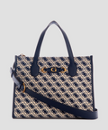 Izzy Jacquard Logo Tote - Navy Vlue Color - 5th Ave. Window