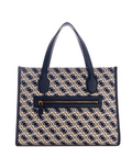 Izzy Jacquard Logo Tote - Navy Vlue Color - 5th Ave. Window