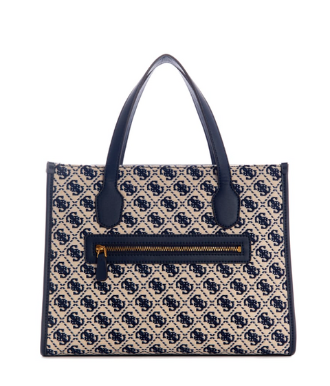 Izzy Jacquard Logo Tote - Navy Vlue Color - 5th Ave. Window