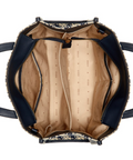 Izzy Jacquard Logo Tote - Navy Vlue Color - 5th Ave. Window