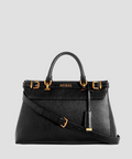 Sestri Pebbled Luxury Satchel - Black Color - 5th Ave. Window