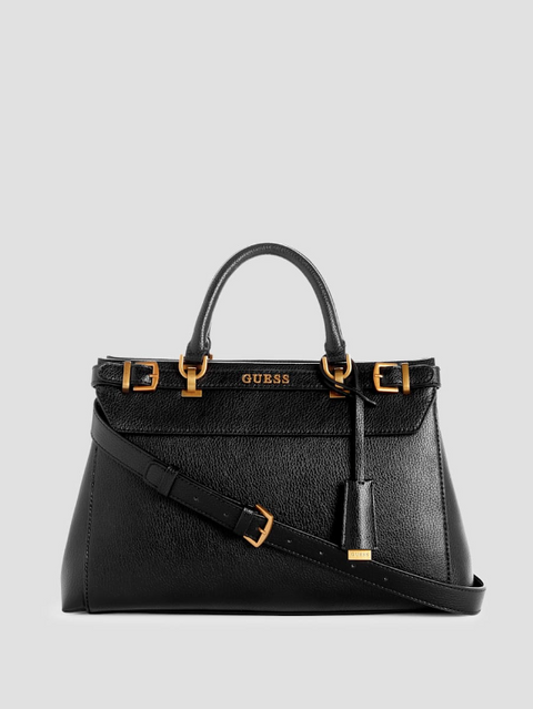 Sestri Pebbled Luxury Satchel - Black Color - 5th Ave. Window