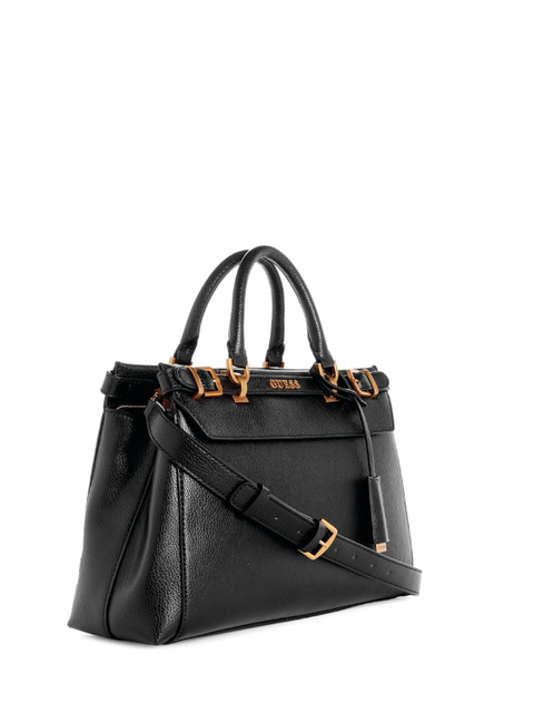 Sestri Pebbled Luxury Satchel - Black Color - 5th Ave. Window