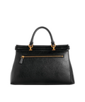 Sestri Pebbled Luxury Satchel - Black Color - 5th Ave. Window