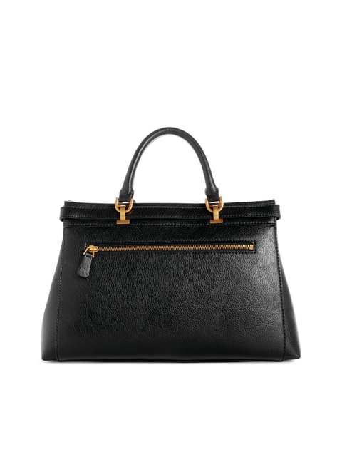 Sestri Pebbled Luxury Satchel - Black Color - 5th Ave. Window