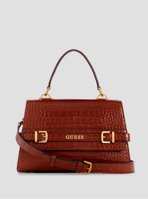 Sestri Crocodile-Embossed Crossbody - Color : Cognac - 5th Ave. Window