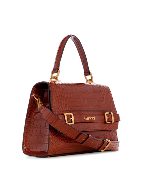 Sestri Crocodile-Embossed Crossbody - Color : Cognac - 5th Ave. Window