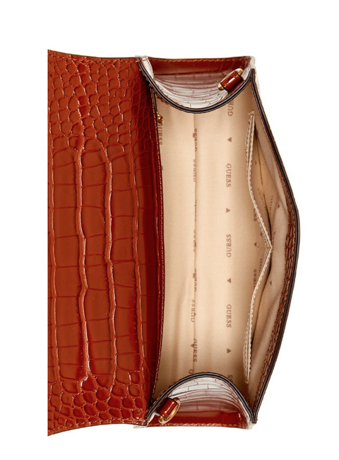 Sestri Crocodile-Embossed Crossbody - Color : Cognac - 5th Ave. Window