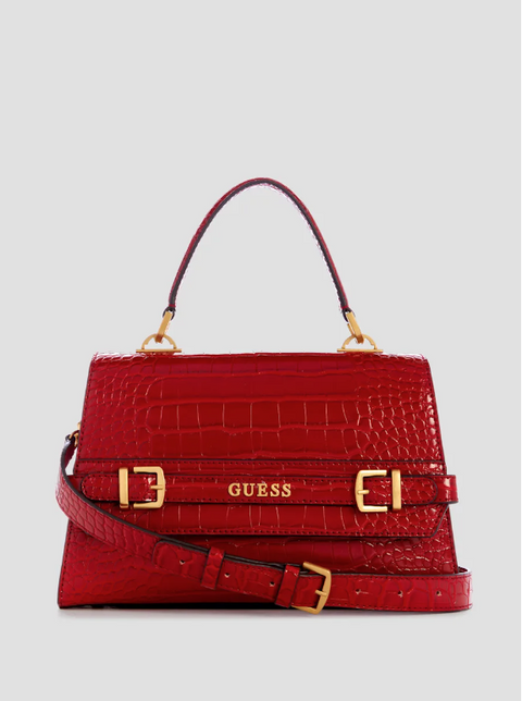 Sestri Crocodile-Embossed Crossbody - Color : Red - 5th Ave. Window