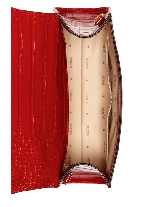 Sestri Crocodile-Embossed Crossbody - Color : Red - 5th Ave. Window