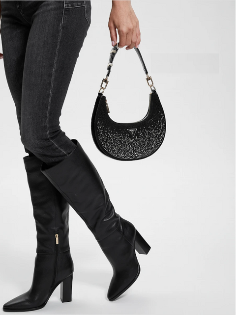 Lua Rhinestone Shoulder Bag - Black Color - 5th Ave. Window