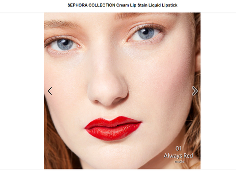 Cream Lip Stain Liquid Lipstick - Color  01 Always Red - matte classic red - 5th Ave. Window