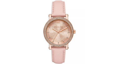 Women's Corey Three-Hand Blush Leather Watch 38mm - 5th Ave. Window