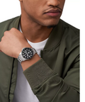 Men's Blue Dive Three-Hand Date Silver-Tone Stainless Steel Watch 42mm - 5th Ave. Window