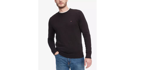 Men's Essential Solid Crew Neck Sweater. Color: Black, Size: L - 5th Ave. Window