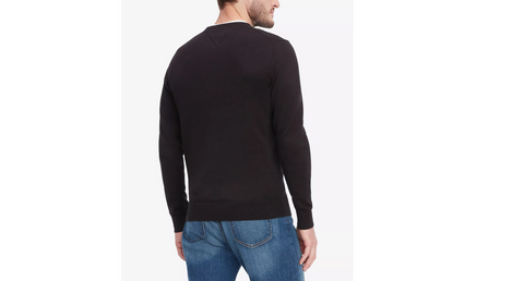 Men's Essential Solid Crew Neck Sweater. Color: Black, Size: L - 5th Ave. Window