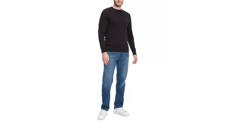 Men's Essential Solid Crew Neck Sweater. Color: Black, Size: L - 5th Ave. Window