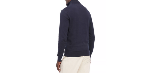 Men's Essential Embroidered Logo 1/4-Zip Mock Neck Sweater Size: L, Color: Desert Sky - 5th Ave. Window