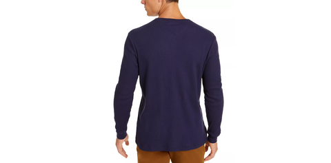 Men's Thermal Henley Shirt Color : Navy Blue , Size : L - 5th Ave. Window