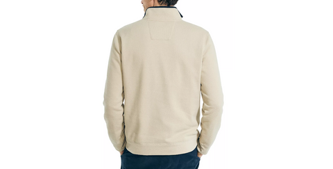 Men's J-Class Classic-Fit Quarter Zip Fleece Sweatshirt. Color : Military Tan  / Size : Medium - 5th Ave. Window