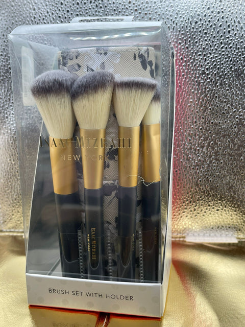 Portable Small Makeup Brush Set, Beige floral - 5th Ave. Window