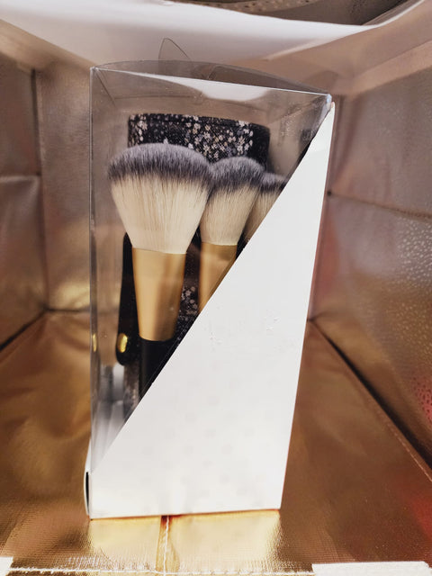 Portable Small Makeup Brush Set, Black floral - 5th Ave. Window